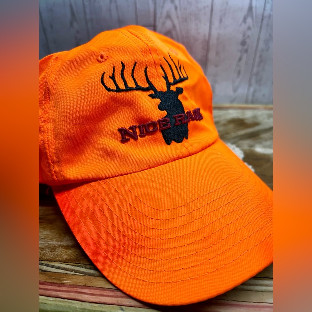 Vintage trucker hat, hunting hat, orange with embroidered